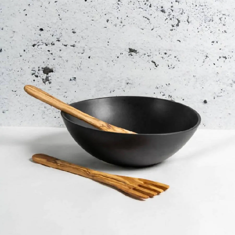 Pair of Olive Wood Serving Spatula Forks