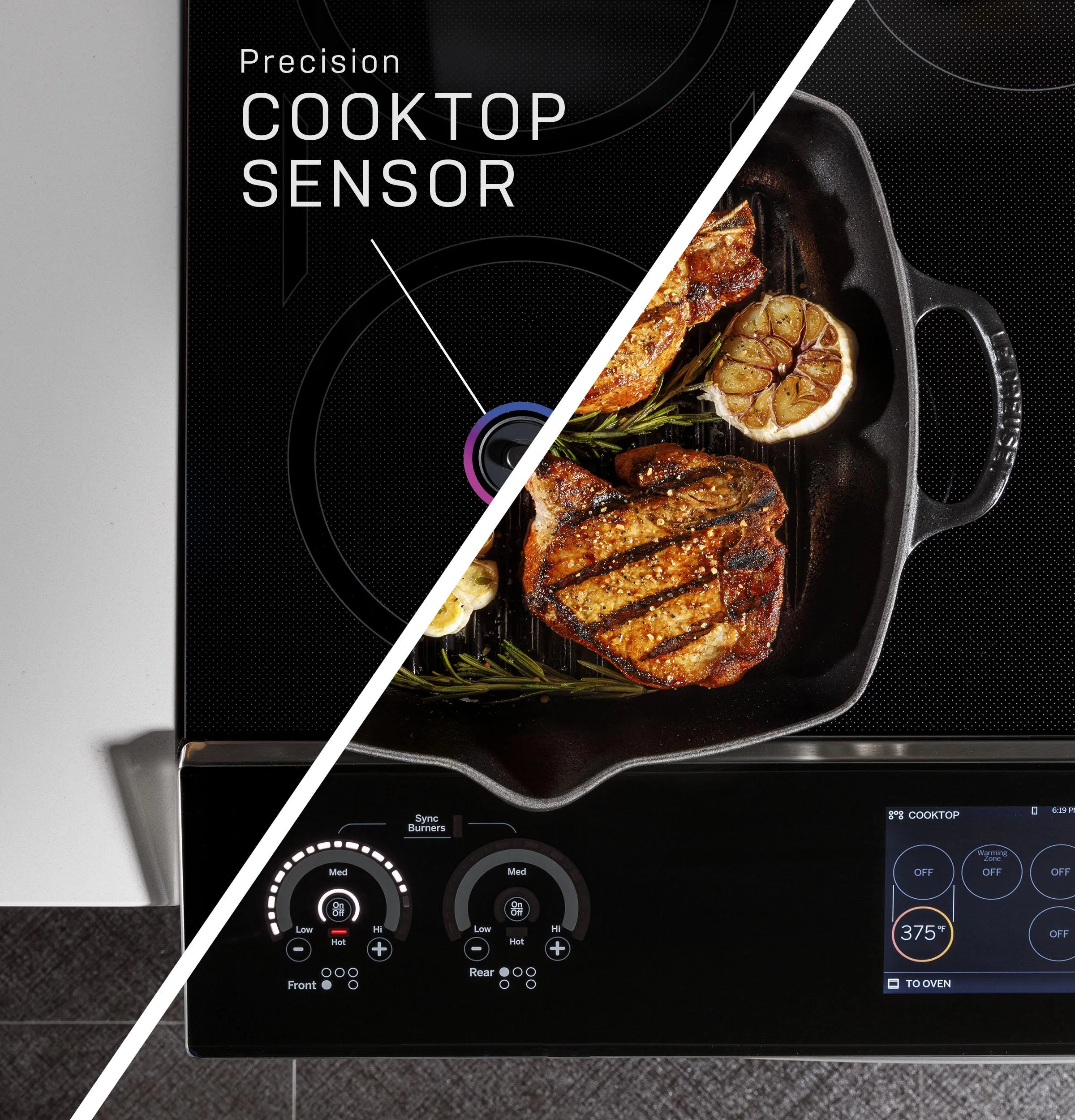 PHS93XYPFS GE Profile™ 30" Smart Slide-In Front-Control Induction Fingerprint Resistant Range with In Oven Camera