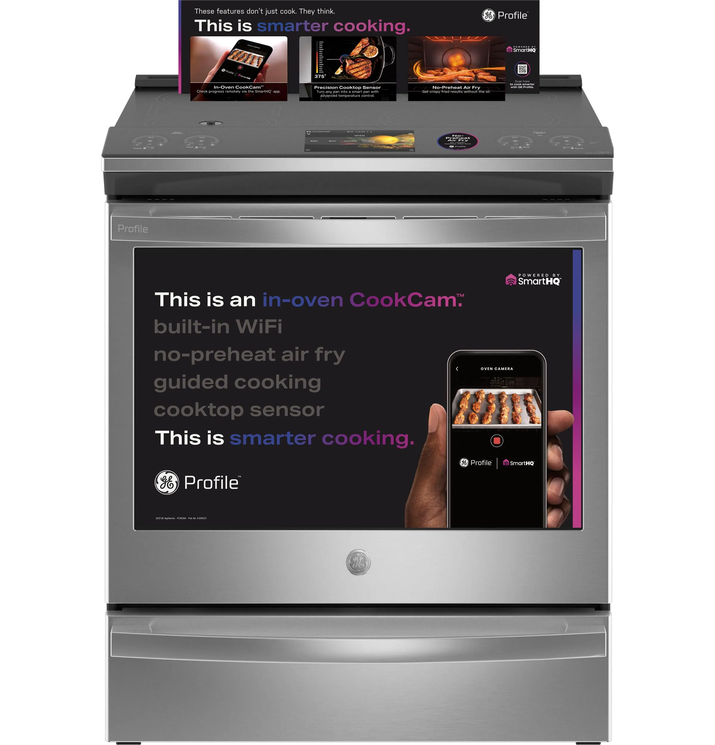 PHS93XYPFS GE Profile™ 30" Smart Slide-In Front-Control Induction Fingerprint Resistant Range with In Oven Camera