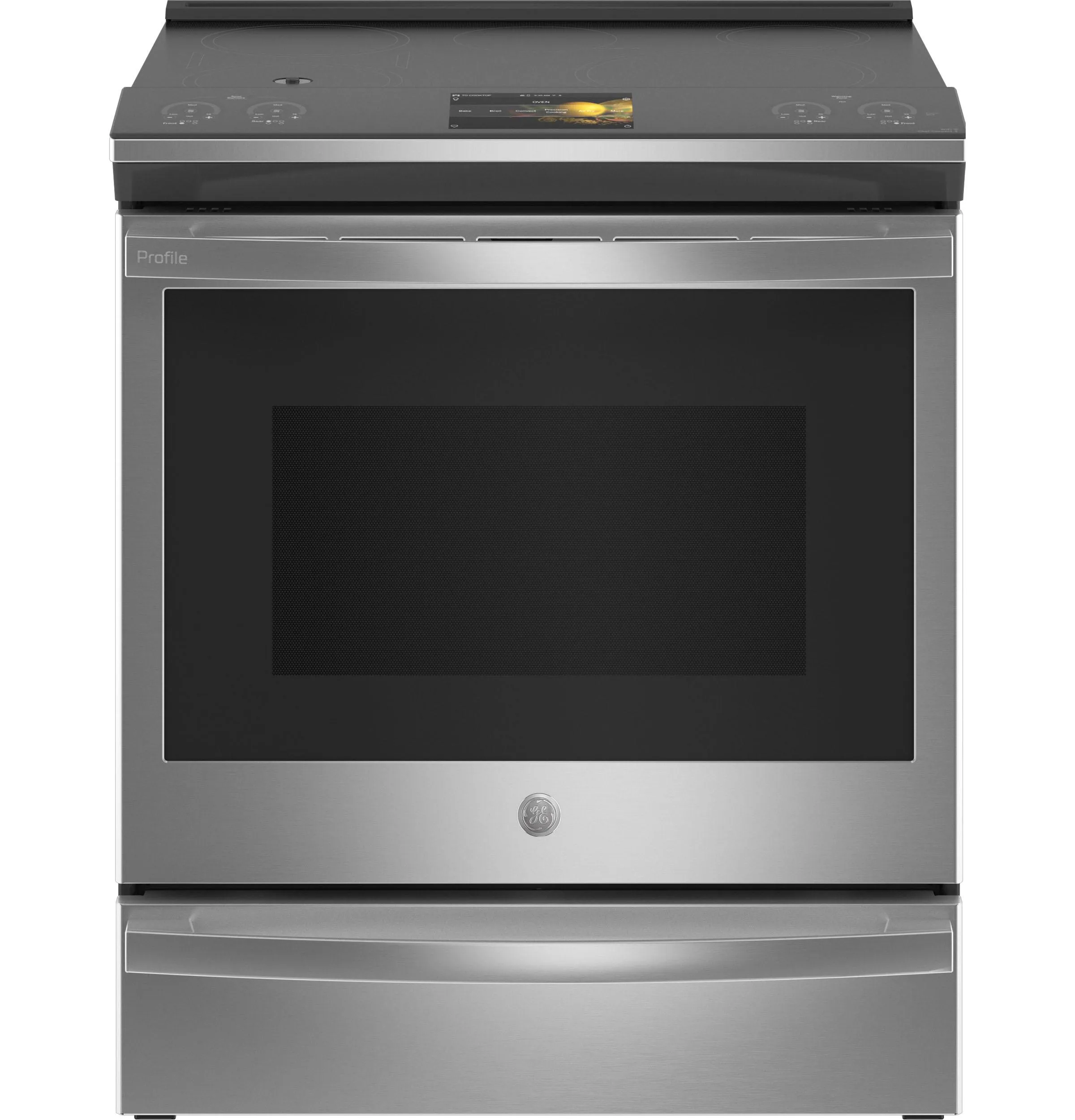 PHS93XYPFS GE Profile™ 30" Smart Slide-In Front-Control Induction Fingerprint Resistant Range with In Oven Camera