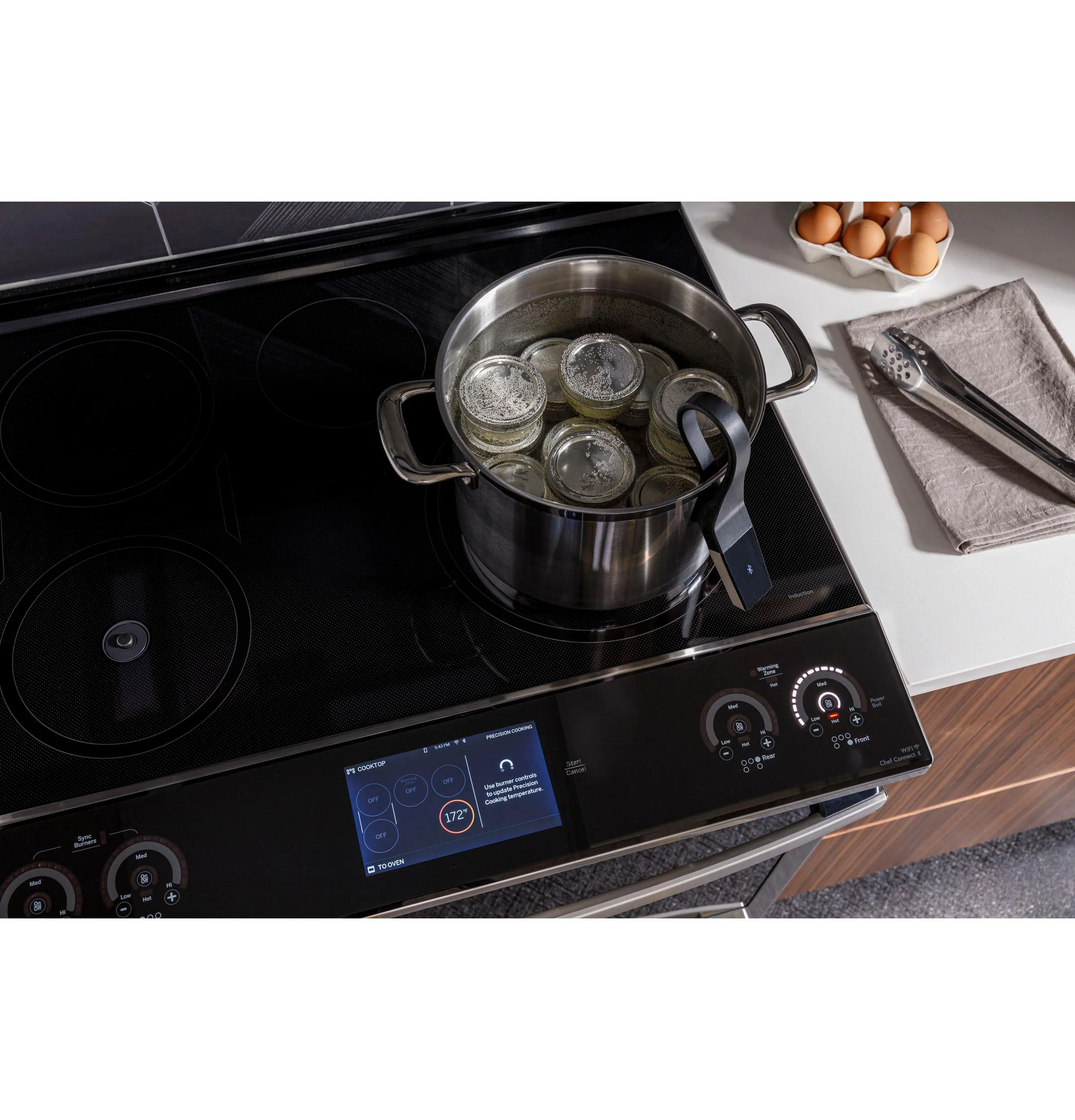 PHS93XYPFS GE Profile™ 30" Smart Slide-In Front-Control Induction Fingerprint Resistant Range with In Oven Camera