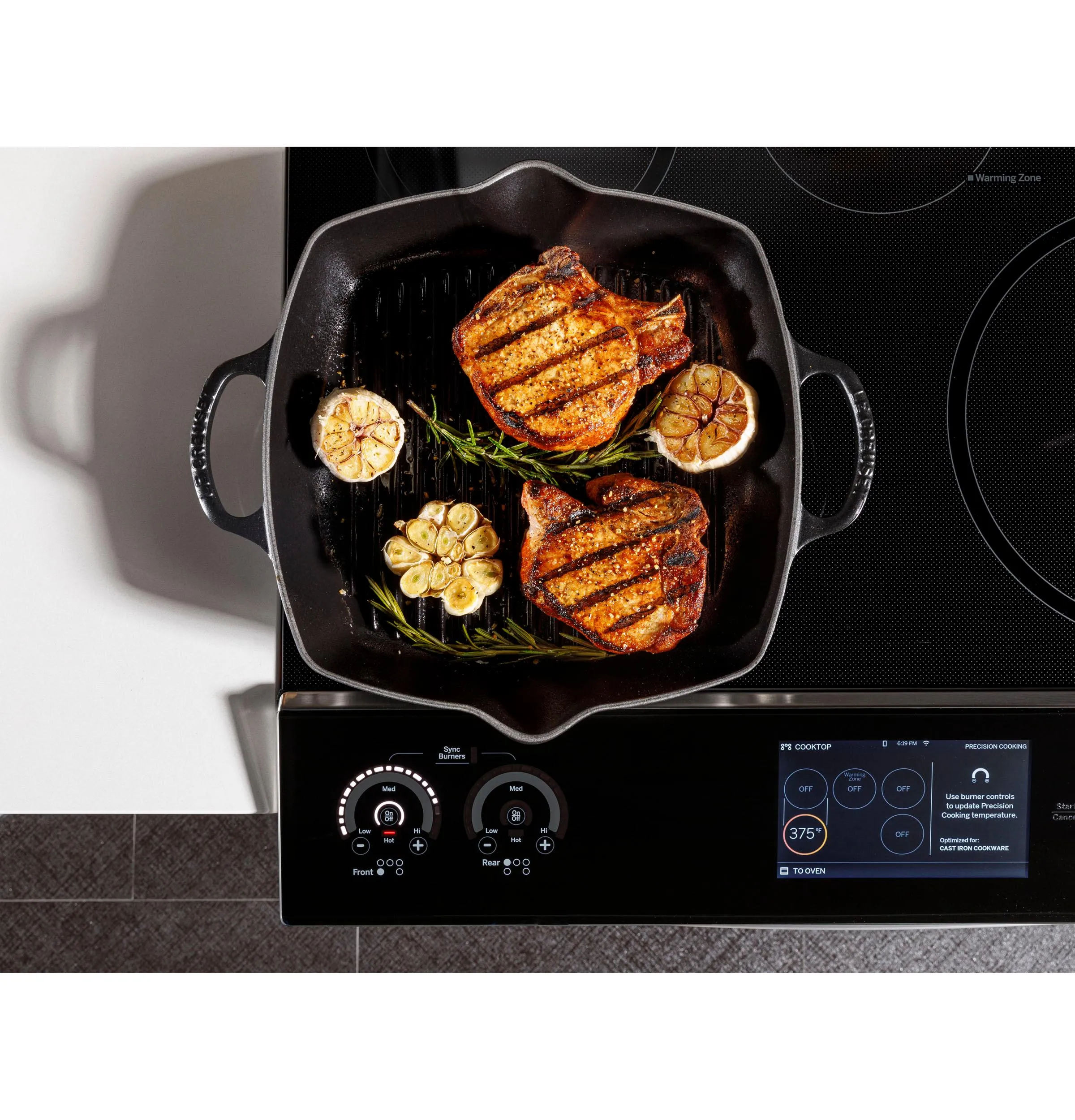 PHS93XYPFS GE Profile™ 30" Smart Slide-In Front-Control Induction Fingerprint Resistant Range with In Oven Camera