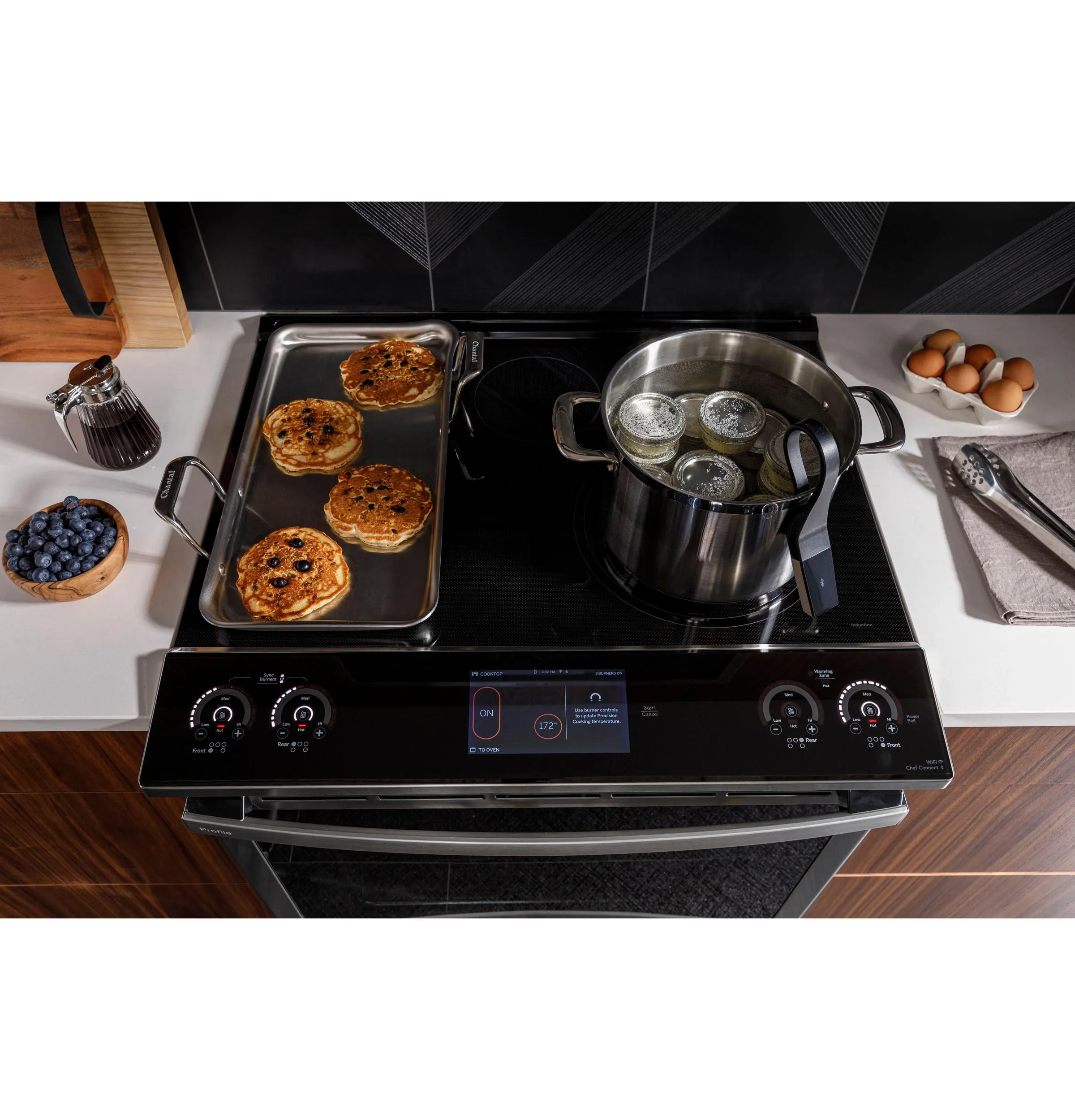 PHS93XYPFS GE Profile™ 30" Smart Slide-In Front-Control Induction Fingerprint Resistant Range with In Oven Camera