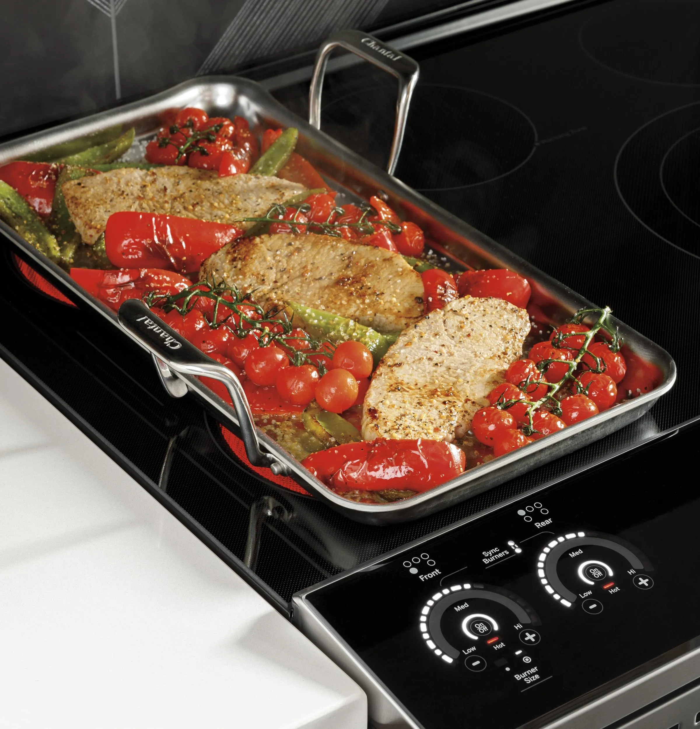 PHS93XYPFS GE Profile™ 30" Smart Slide-In Front-Control Induction Fingerprint Resistant Range with In Oven Camera