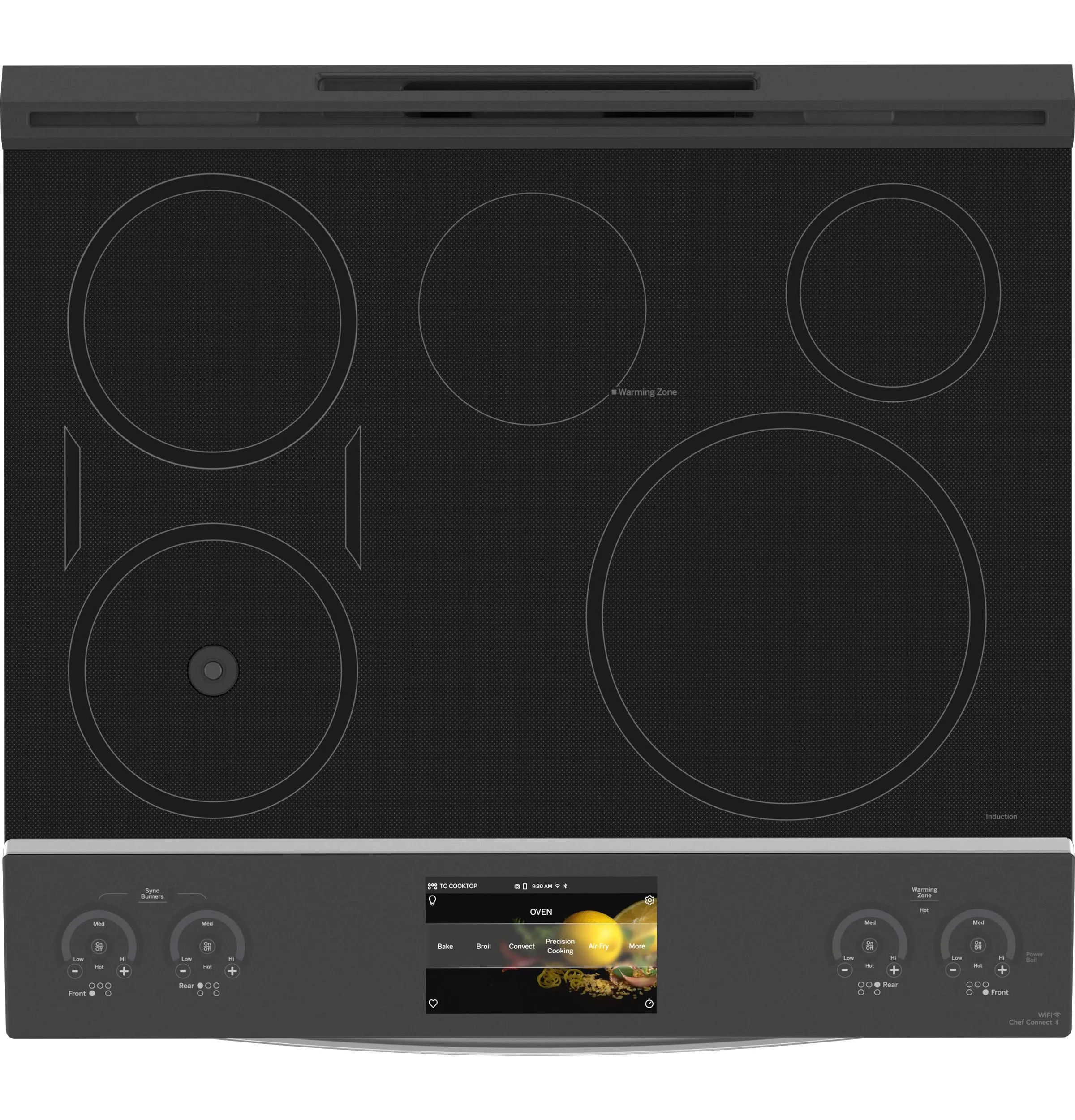 PHS93XYPFS GE Profile™ 30" Smart Slide-In Front-Control Induction Fingerprint Resistant Range with In Oven Camera