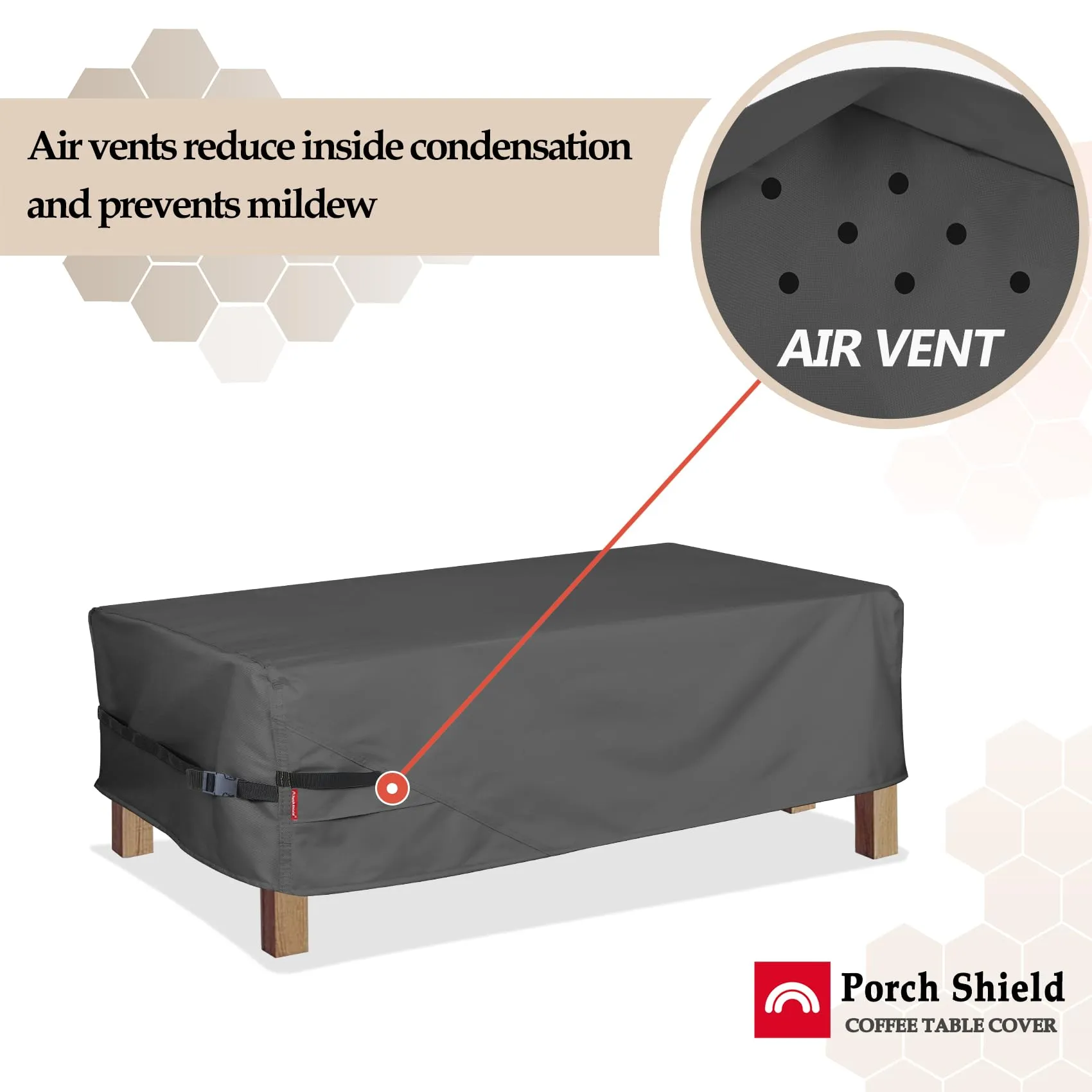 Porch Shield Patio Coffee Table Cover - Waterproof Outdoor Furniture Rectangular Small Table Covers 40 x 22 inch, Black