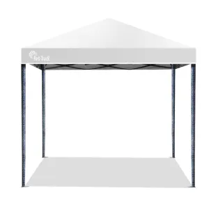 Portable 3x3m Folding Gazebo, Steel Frame, Light Grey - Red Track
