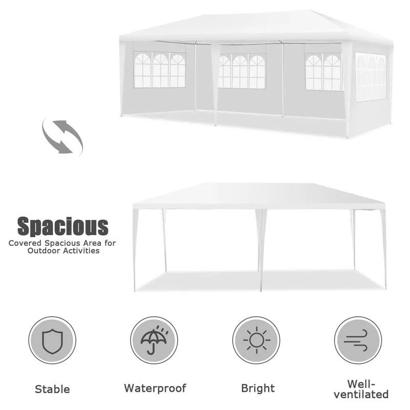 PulseMartix  10' x 20' Canopy Tent Heavy Duty Wedding Party Tent with 4 Sidewalls & Carry Bag, Portable Canopy Shelter Tent Pavilion Event Tent  for Outdoor Use