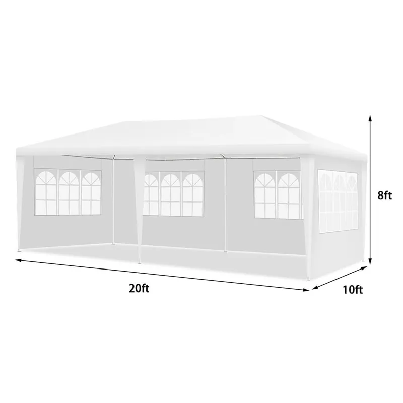 PulseMartix  10' x 20' Canopy Tent Heavy Duty Wedding Party Tent with 4 Sidewalls & Carry Bag, Portable Canopy Shelter Tent Pavilion Event Tent  for Outdoor Use