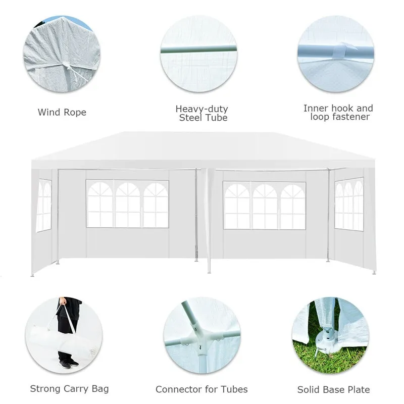 PulseMartix  10' x 20' Canopy Tent Heavy Duty Wedding Party Tent with 4 Sidewalls & Carry Bag, Portable Canopy Shelter Tent Pavilion Event Tent  for Outdoor Use