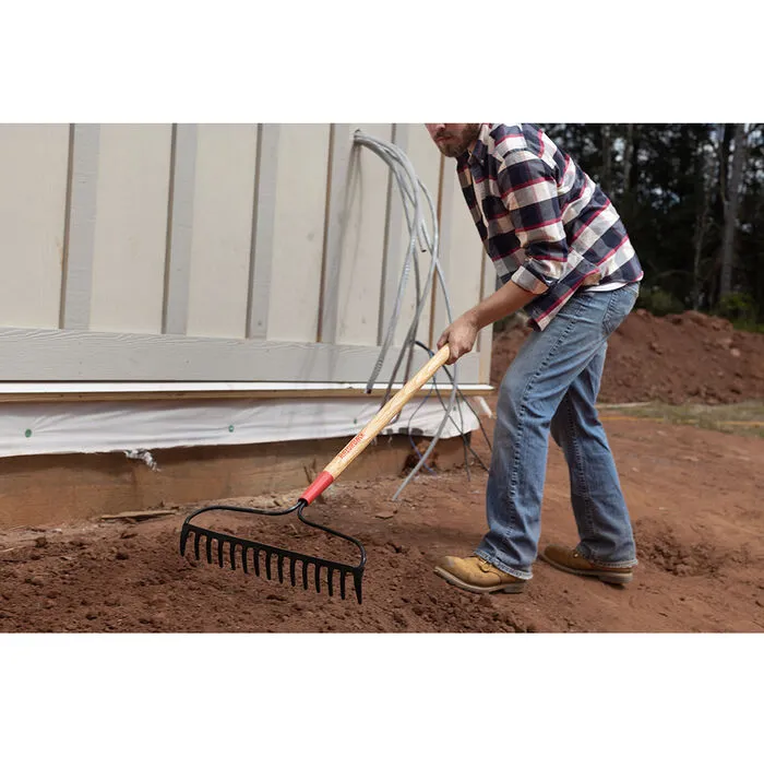 Razor-Back 15 Tine Bow Rake, Forged with Wood Handle