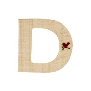 Rice DK Raffia Sticker Letter in Nature with Bird Embroidery - D