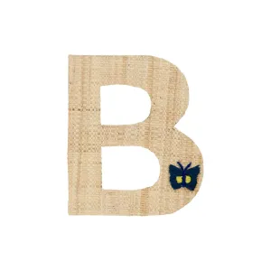 Rice DK Raffia Sticker Letter in Nature with Butterfly Embroidery - B