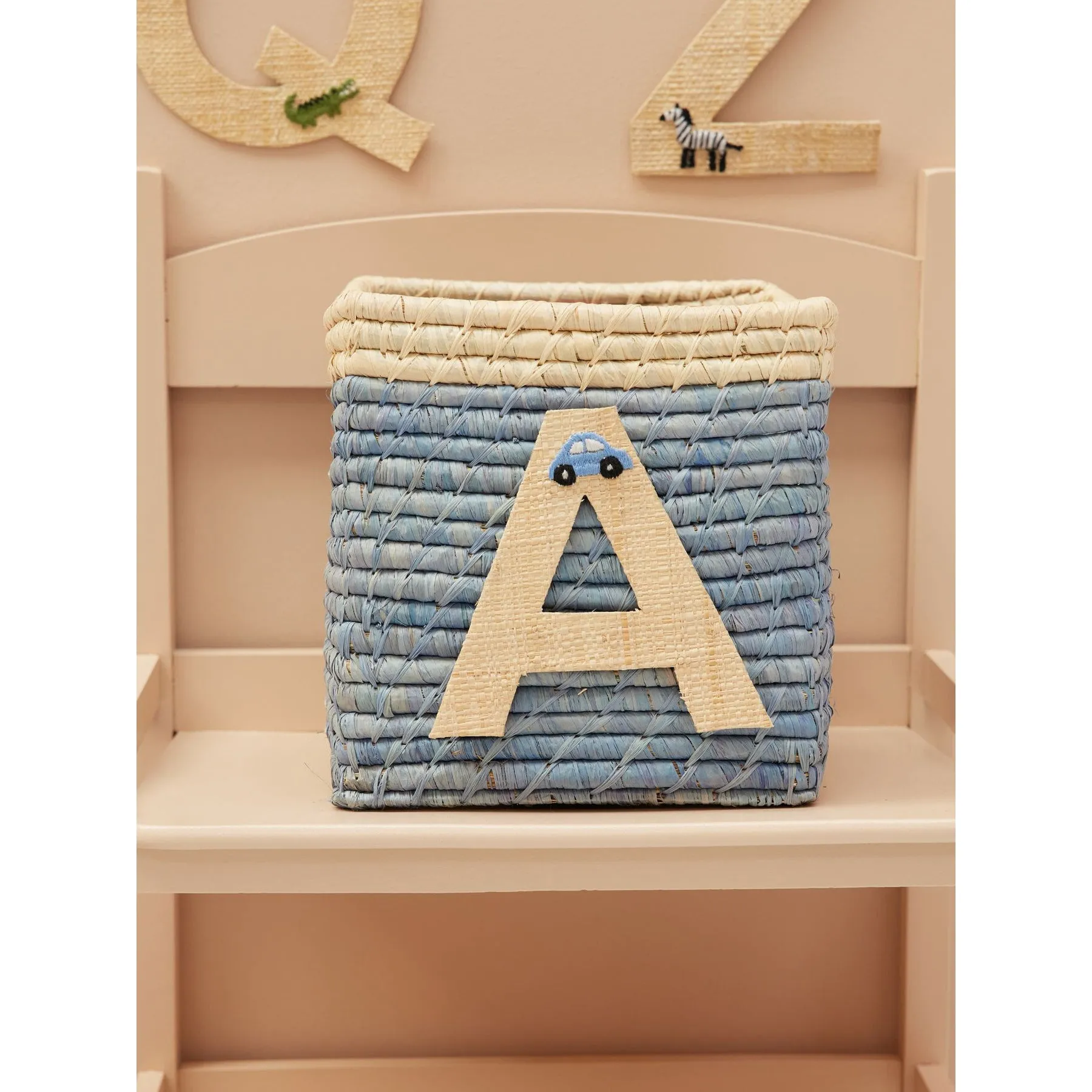 Rice DK Raffia Sticker Letter in Nature with Car Embroidery - A