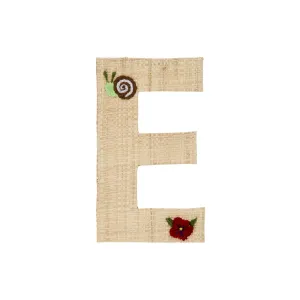 Rice DK Raffia Sticker Letter in Nature with Flower and Snail Embroidery - E