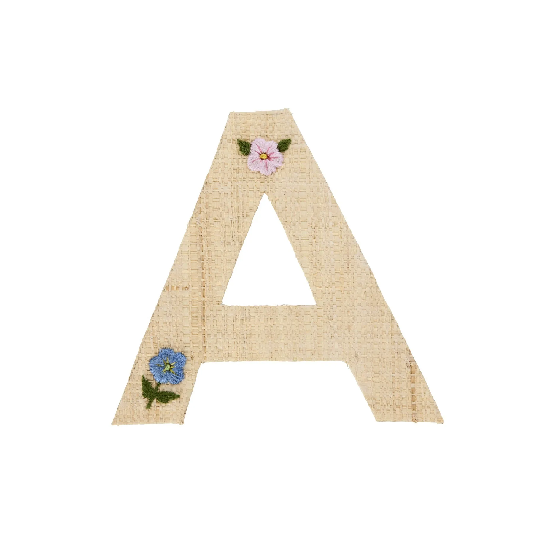 Rice DK Raffia Sticker Letter in Nature with Flower Embroidery - A