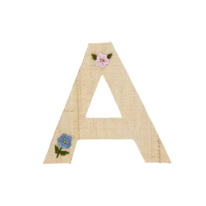 Rice DK Raffia Sticker Letter in Nature with Flower Embroidery - A