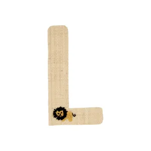Rice DK Raffia Sticker Letter in Nature with Lion Embroidery - L