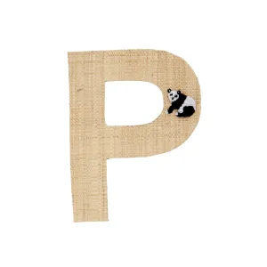 Rice DK Raffia Sticker Letter in Nature with Panda Embroidery - P