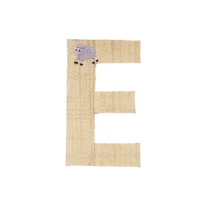 Rice DK Raffia Sticker Letter in Nature with Sheep Embroidery - E