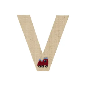 Rice DK Raffia Sticker Letter in Nature with Train Embroidery - V