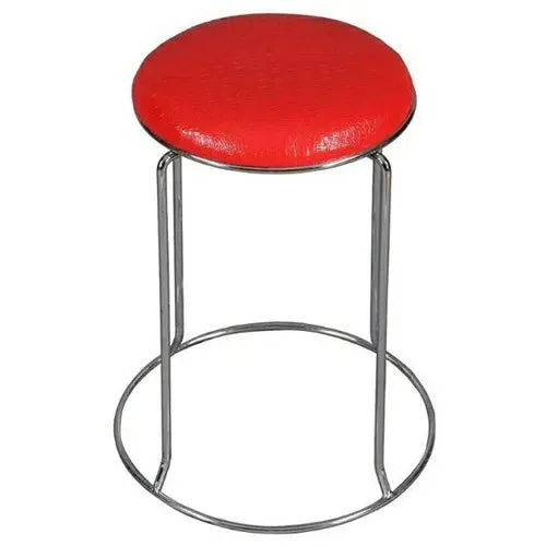 Round Chrome PU Leather Top Stool