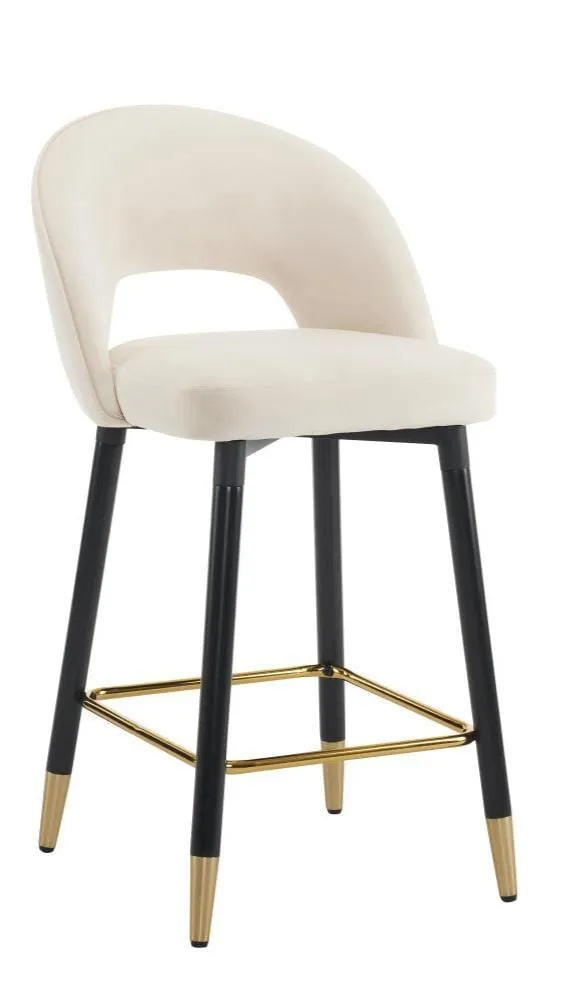 Set Of 2 Amore Velvet Upholstery Bar Stool With Gold Ornament