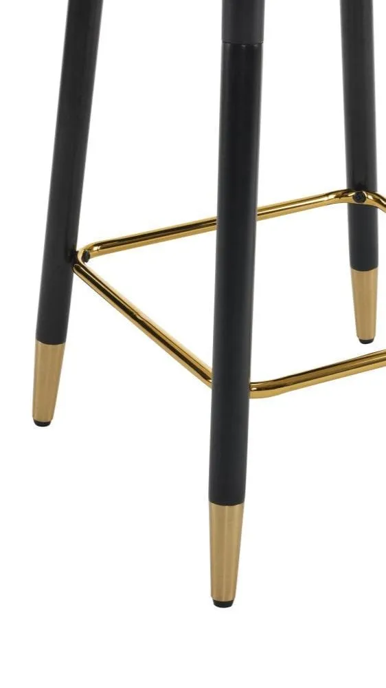 Set Of 2 Amore Velvet Upholstery Bar Stool With Gold Ornament
