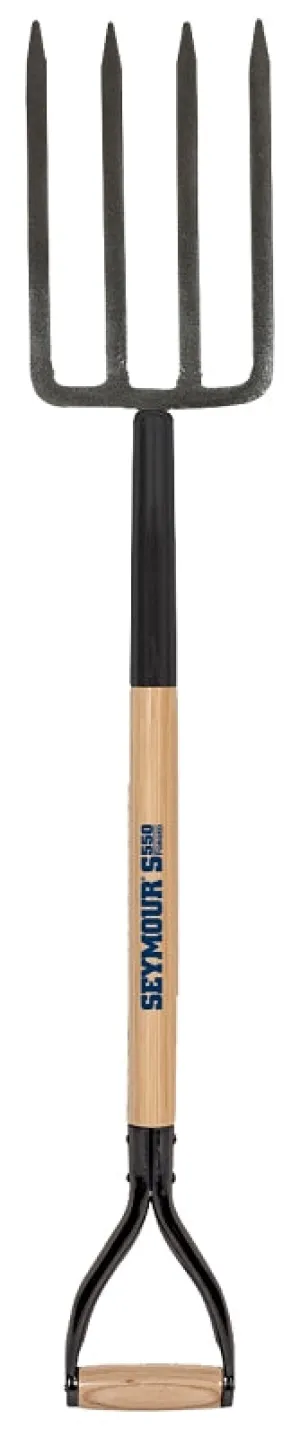 Seymour 49077 Spading Fork, 8 in L Tines, 4-Tine, Steel Tine, Hardwood Handle, 29 in L Handle :EA: QUANTITY: 1