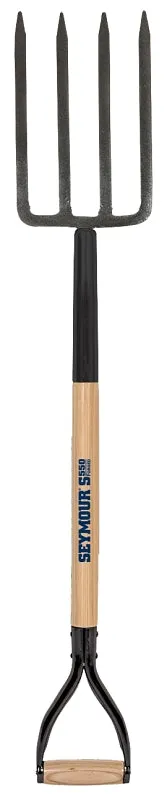 Seymour 49077 Spading Fork, 8 in L Tines, 4-Tine, Steel Tine, Hardwood Handle, 29 in L Handle :EA: QUANTITY: 1