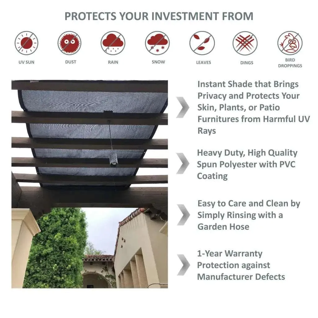 Shade Sail Sun Screen Panel for Canopy, Gazebo, Pergola, Balconies, Porches, Patio Awning, Patio (12 ft x 12 ft, Screen Panel ONLY)