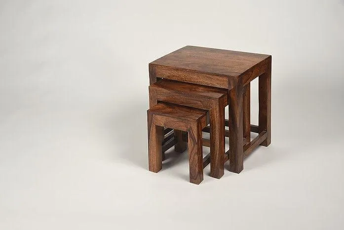 Sheesham Wood Jivaan Set Of 3 Stools