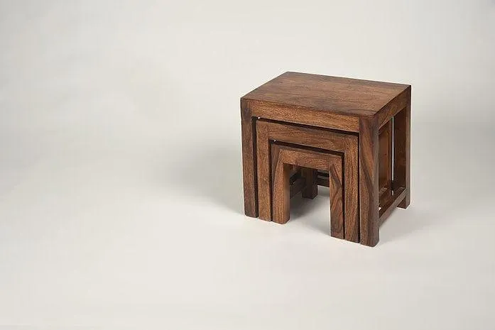 Sheesham Wood Jivaan Set Of 3 Stools