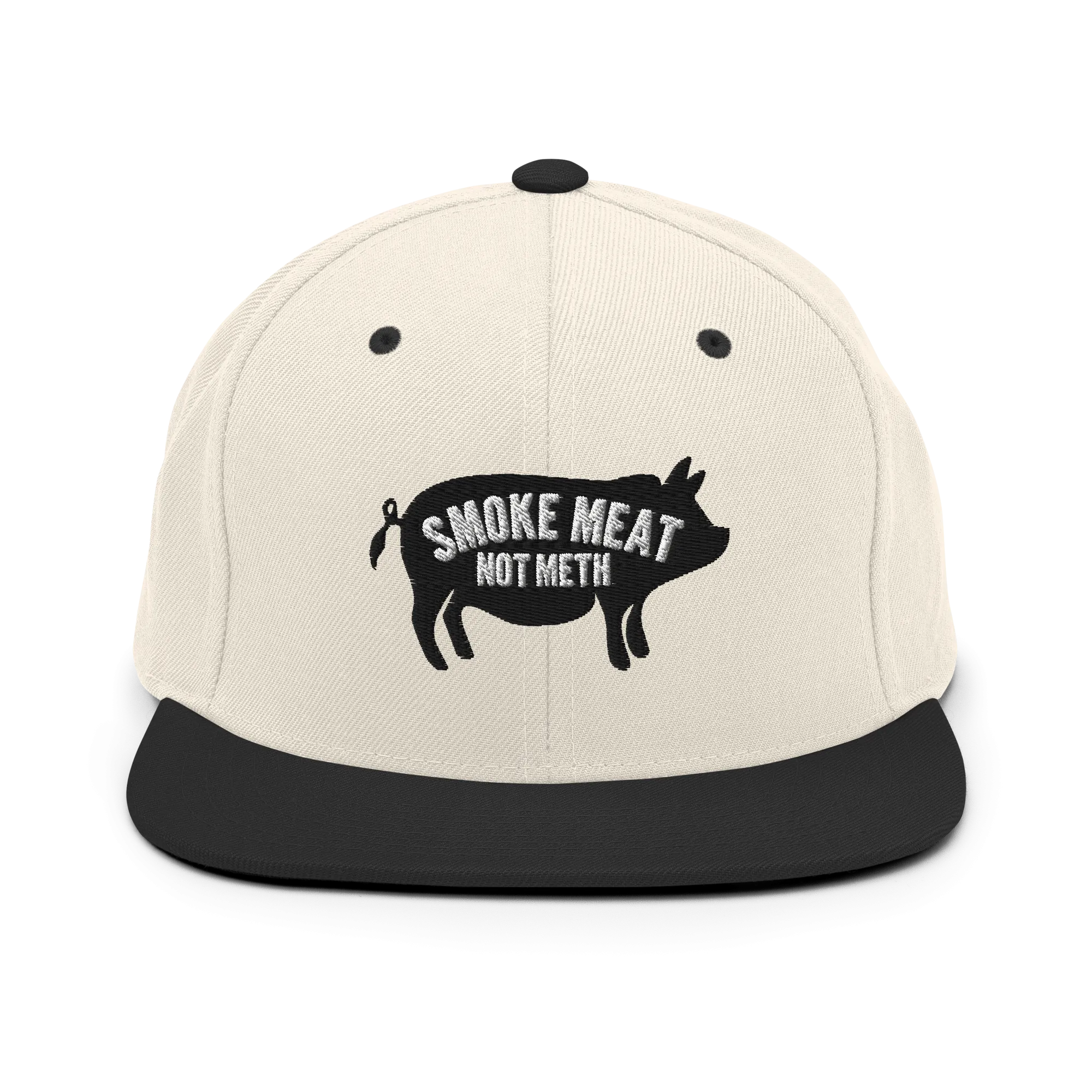 Smoke Meat Not M*th Hog Beige Snapback Hat