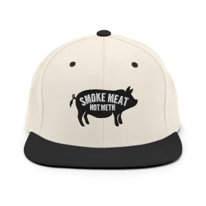 Smoke Meat Not M*th Hog Beige Snapback Hat