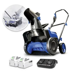 Snow Joe 24V-X2-SB15 48-Volt* IONMAX Cordless Single-Stage Snow Blower Kit | 15-inch | Brushless 750W Motor | W/ 2 x 4.0-Ah Batteries   Charger