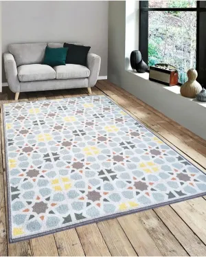 Star Design Tile Anti-Slip Nylon Area Rug | 3 x 5 ft