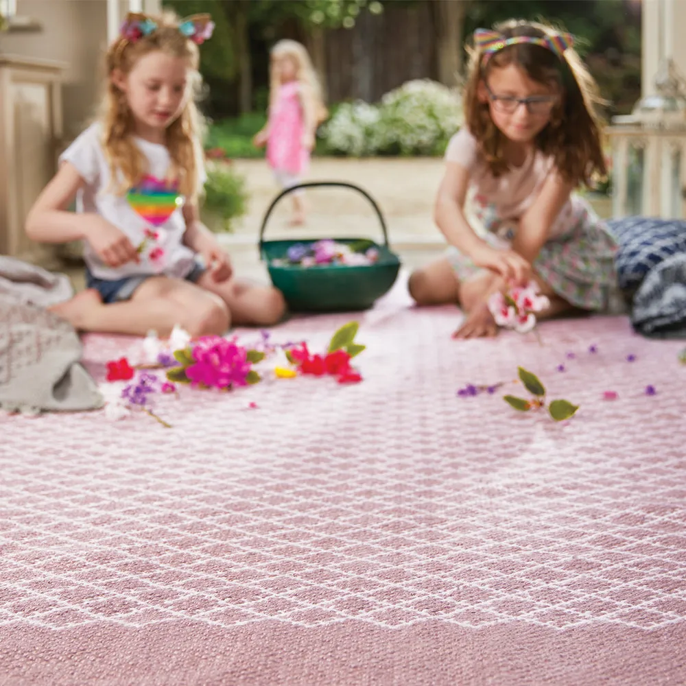 Trellis Washable Rug Rose