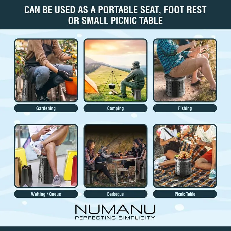 Upgraded XXL Wider & Taller Collapsible Stool 19.7", 1000Lbs Max Weight, Adjustable Height Portable Retractable Folding Chair or Travel Foot Rest