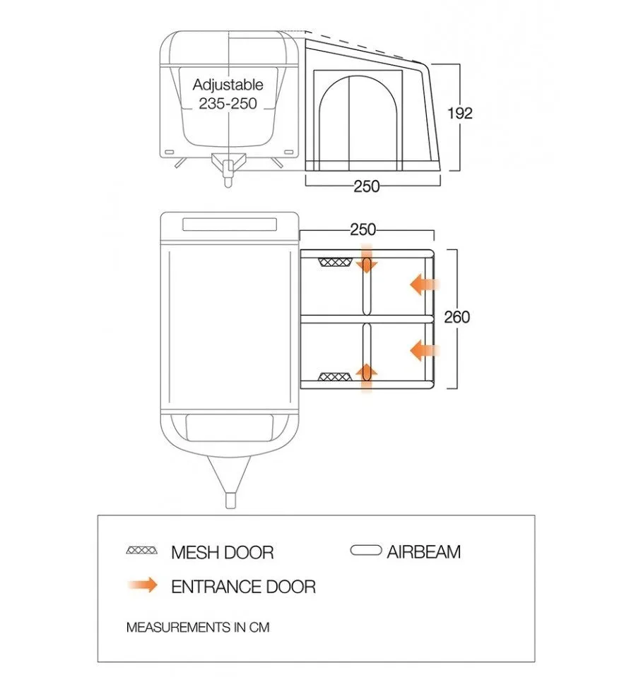 Vango Balletto Air 260 Inflatable Caravan Porch Awning