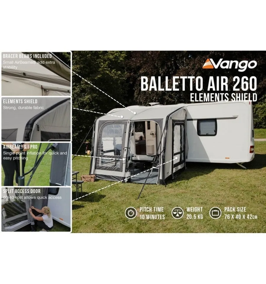 Vango Balletto Air 260 Inflatable Caravan Porch Awning