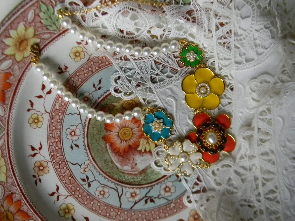 Victorian China Aesthetic Movement Brown Transferware Plate Vase of Daisies Hand-painted shades of Aqua Green Yellow Orange RARE