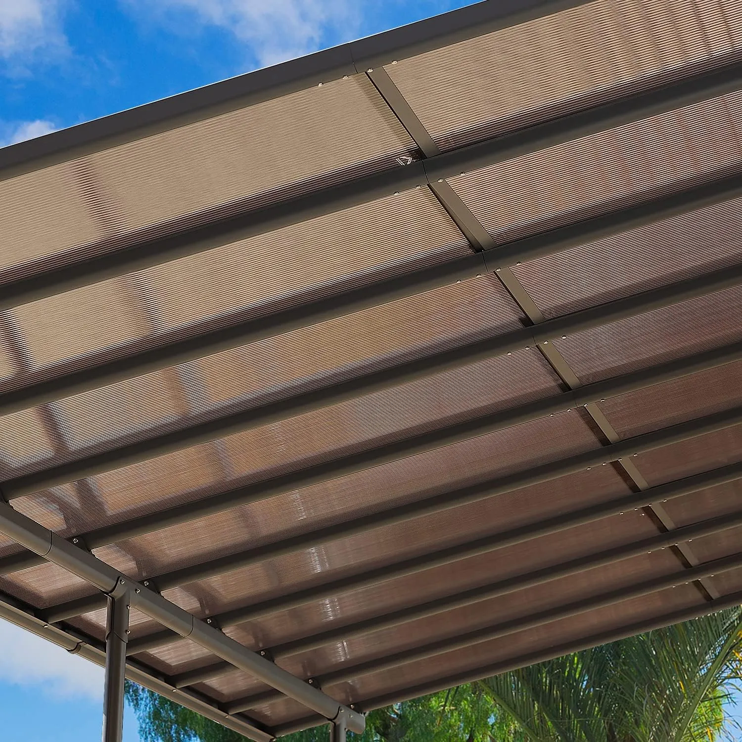 Wall Mount Gazebo Outdoor Pergola Polycarbonate Gazebo with Water-Resistant and UV-Fighting Panels Canopy