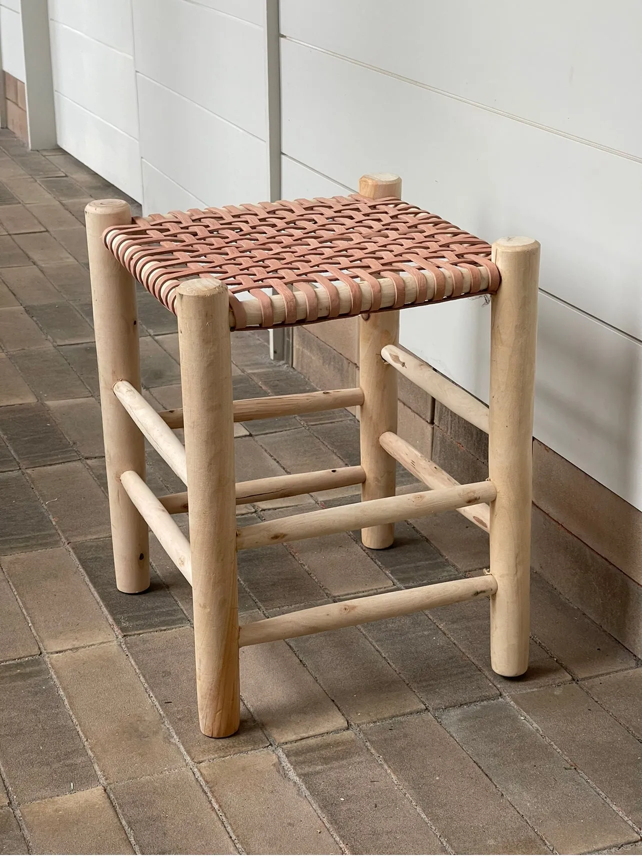 WOVEN LEATHER  STOOL