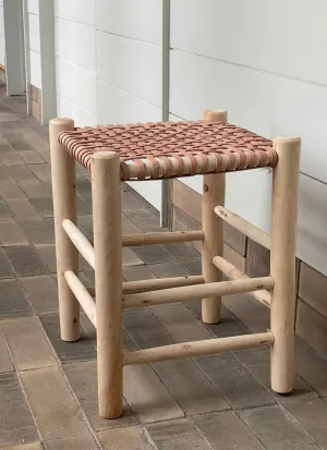 WOVEN LEATHER  STOOL