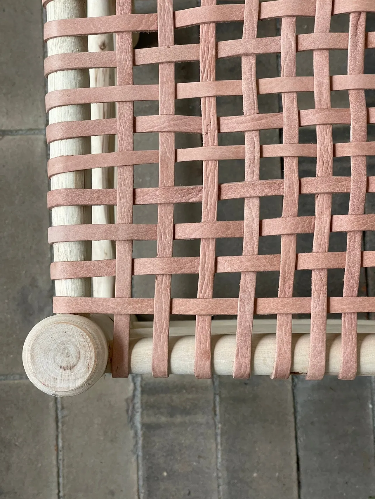 WOVEN LEATHER  STOOL